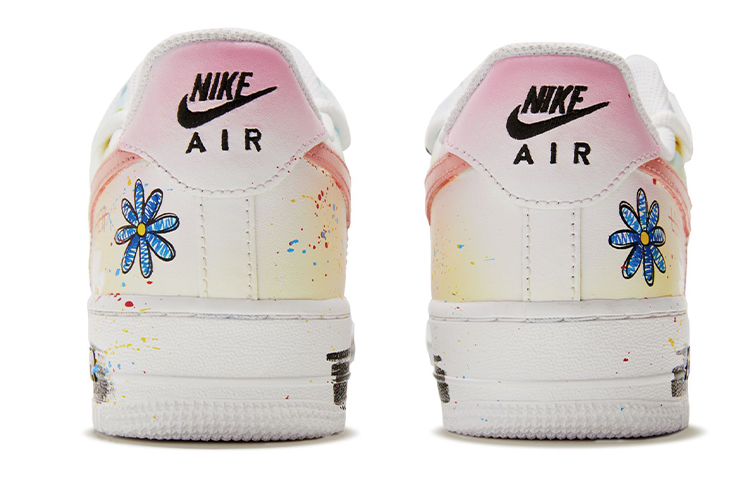 Shop 【客製化鞋款】Nike Air Force 1 Low 空軍一號 CS 解構鞋帶 小雛菊二號 手繪塗鴉噴繪 低筒 板鞋 GS 藍白