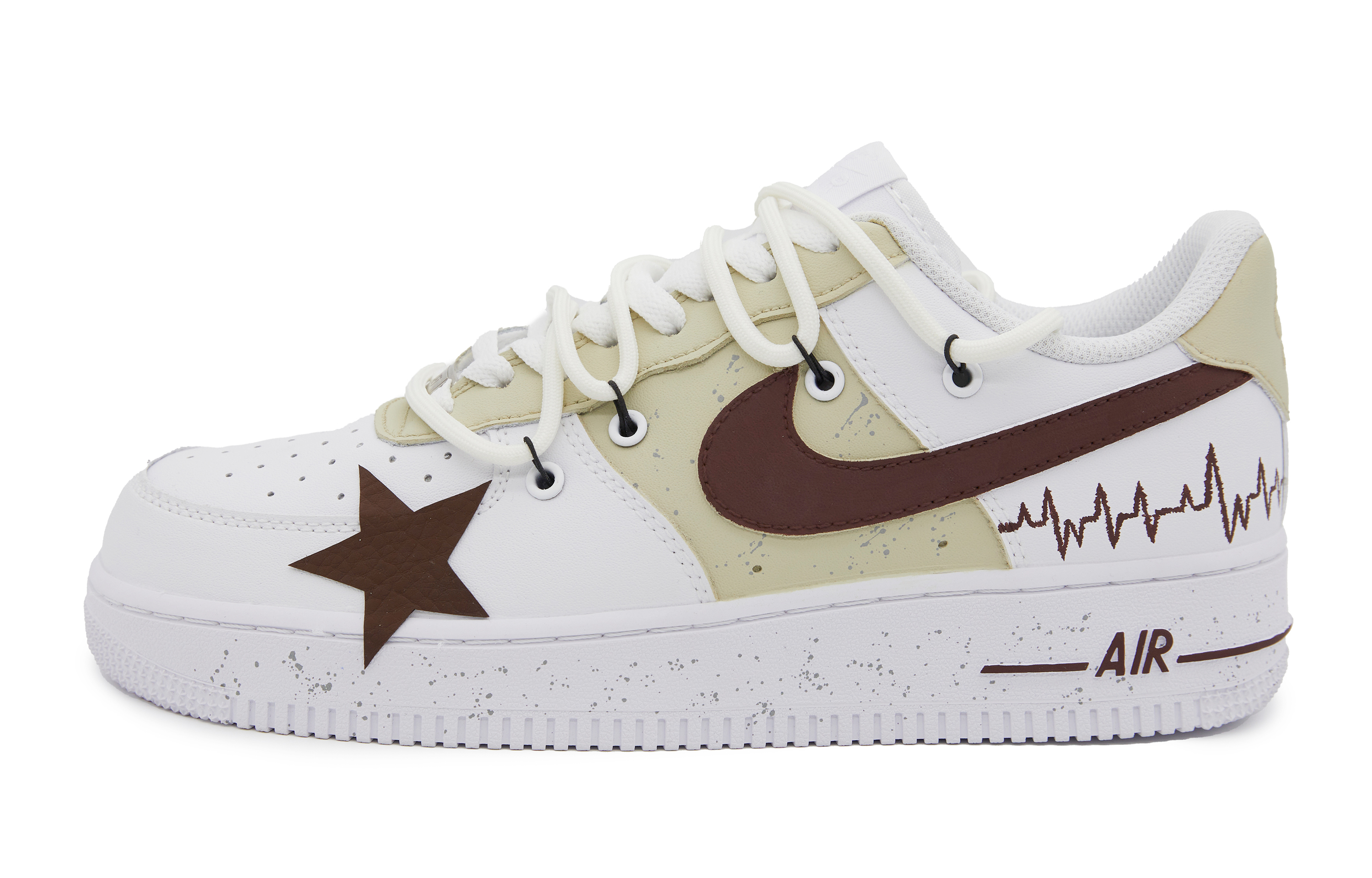 [Custom Shoes] Nike Air Force 1 Low 'Lucky Jimmy Vibe Splatter Heartbeat Beige Brown'