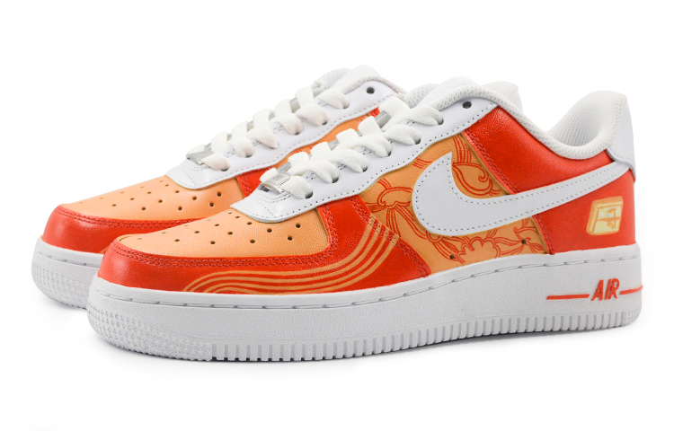 Lookbook [Zapatillas Personalizadas] Nike Air Force 1 Low 'Majiang Rojo Naranja' CW2288-111(Team9-男款国潮祥云流苏)