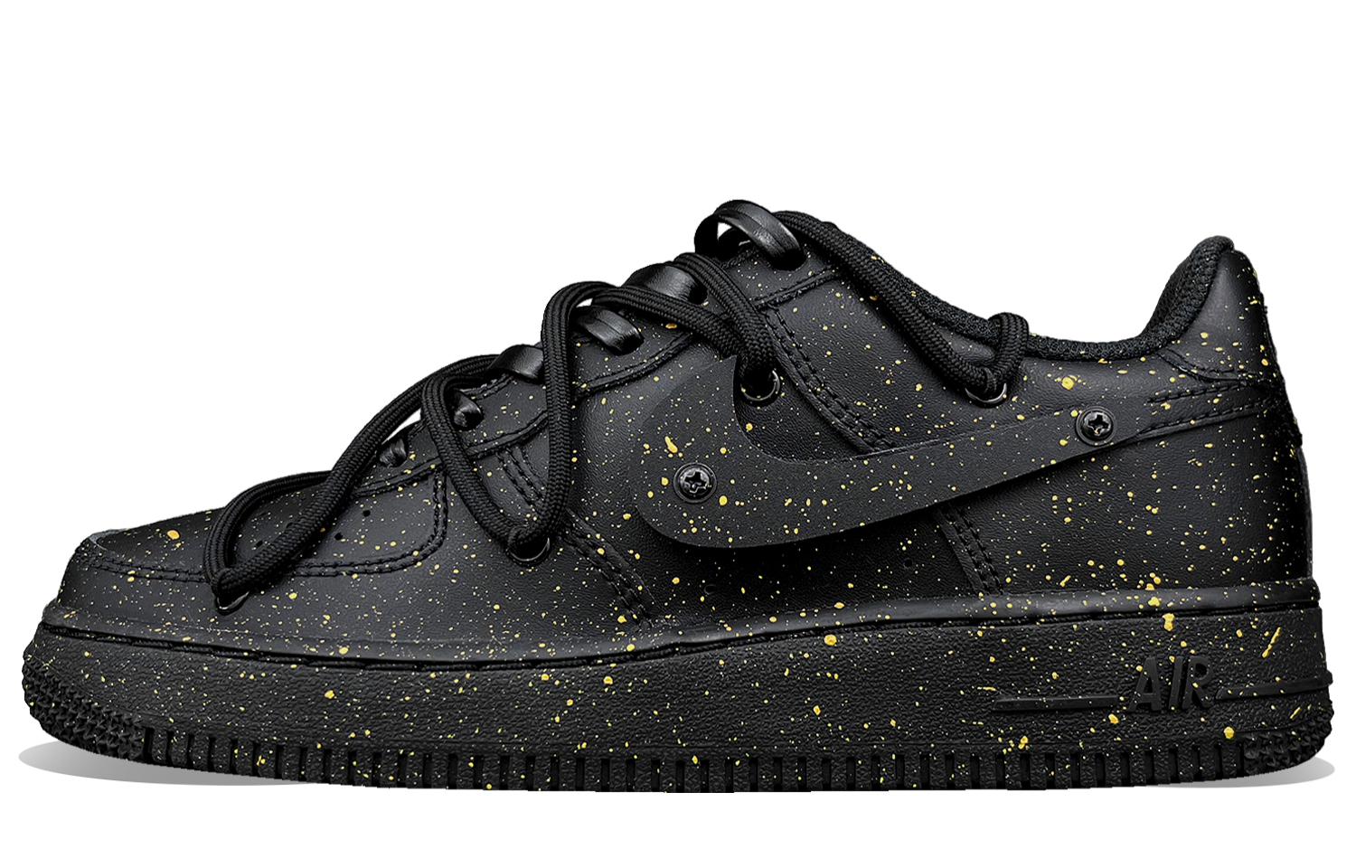 Buy 【定製球鞋】Nike Air Force 1 Low LE 哑光金色斑點 塗鴉潑墨 立體鉤子 解構 低筒 球鞋 GS 黑