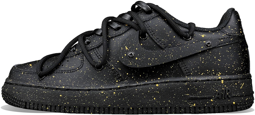 【定製球鞋】Nike Air Force 1 Low LE 哑光金色斑點 塗鴉潑墨 立體鉤子 解構 低筒 球鞋 GS 黑 Buy 【定製球鞋】Nike Air Force 1 Low LE 哑光金色斑點 塗鴉潑墨 立體鉤子 解構 低筒 球鞋 GS 黑