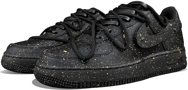 【定製球鞋】Nike Air Force 1 Low LE 哑光金色斑點 塗鴉潑墨 立體鉤子 解構 低筒 球鞋 GS 黑 Lookbook 【定製球鞋】Nike Air Force 1 Low LE 哑光金色斑點 塗鴉潑墨 立體鉤子 解構 低筒 球鞋 GS 黑