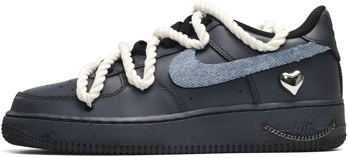 custom-shoes-nike-air-force-1-low-metallic-heart-black-blue