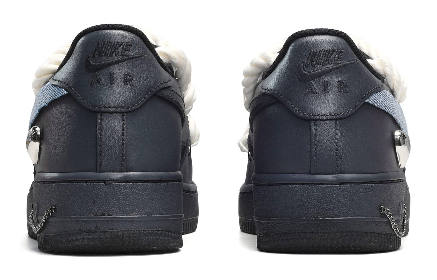 Shop カスタムAF1 ロー メタリックハート 黒青 DH2920-001(TeamE-女款金属心黑蓝)