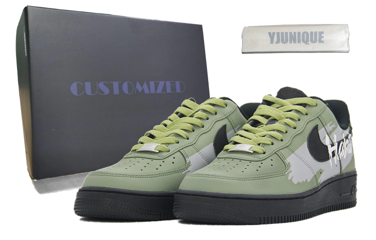 Buy 나이키 에어포스 1 로우 '밀리터리 그린 알파벳' (커스텀) CW2288-001（TEAM110-绿灰字母SBOX）