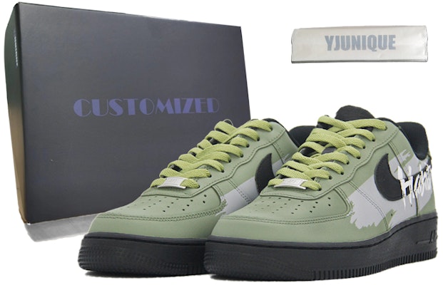 【定製球鞋】Nike Air Force 1 Low 07 軍綠 字母 特殊鞋盒 防滑 低筒 板鞋 男女款 綠色 Buy 【定製球鞋】Nike Air Force 1 Low 07 軍綠 字母 特殊鞋盒 防滑 低筒 板鞋 男女款 綠色