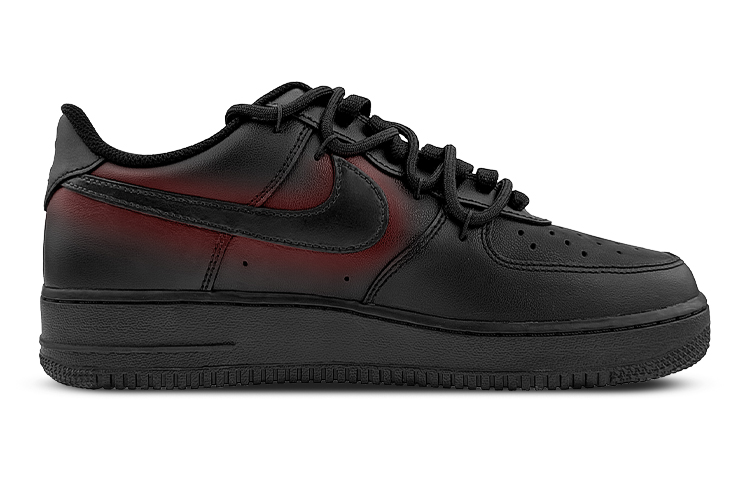 Order [Sneakers Kustom] Nike Air Force 1 Low 'Minimalis Hitam Merah Pejuang Gradien' CW2288-001(Team40-男款黑武士黑红)