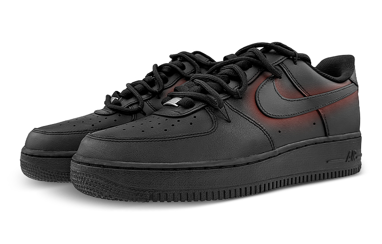 Lookbook [Sneakers Kustom] Nike Air Force 1 Low 'Minimalis Hitam Merah Pejuang Gradien' CW2288-001(Team40-男款黑武士黑红)