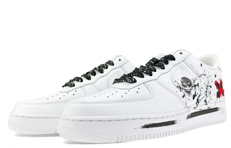 Lookbook カスタムAF1 ロー ミニマル黒白赤 CW2288-111(Team40-男款至强男人黑白)