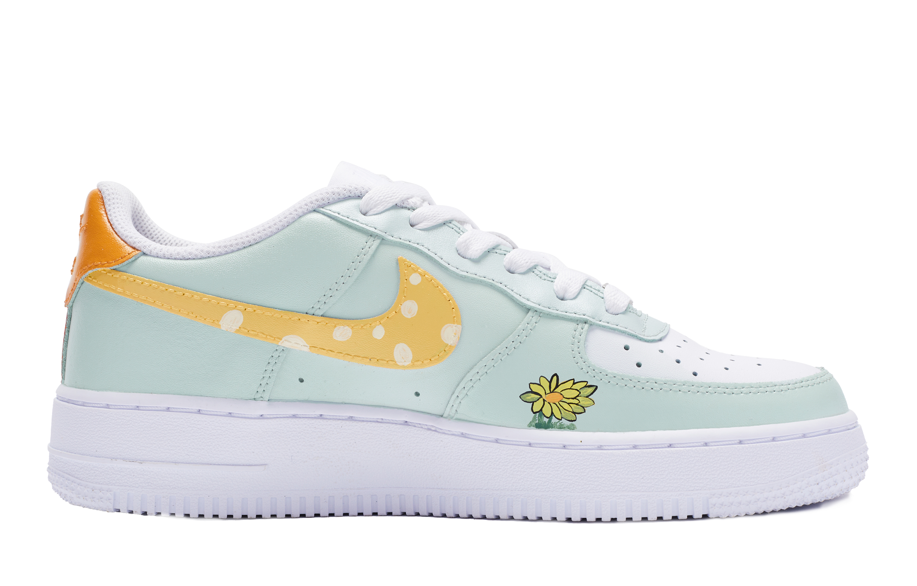 Order [Kasut Custom] Nike Air Force 1 Low 'Hijau Mint Kuning Hitam Putih BIGNIU Bunga Musim Panas' DH2920-111(TeamR-女款夏日花境S-BOX)