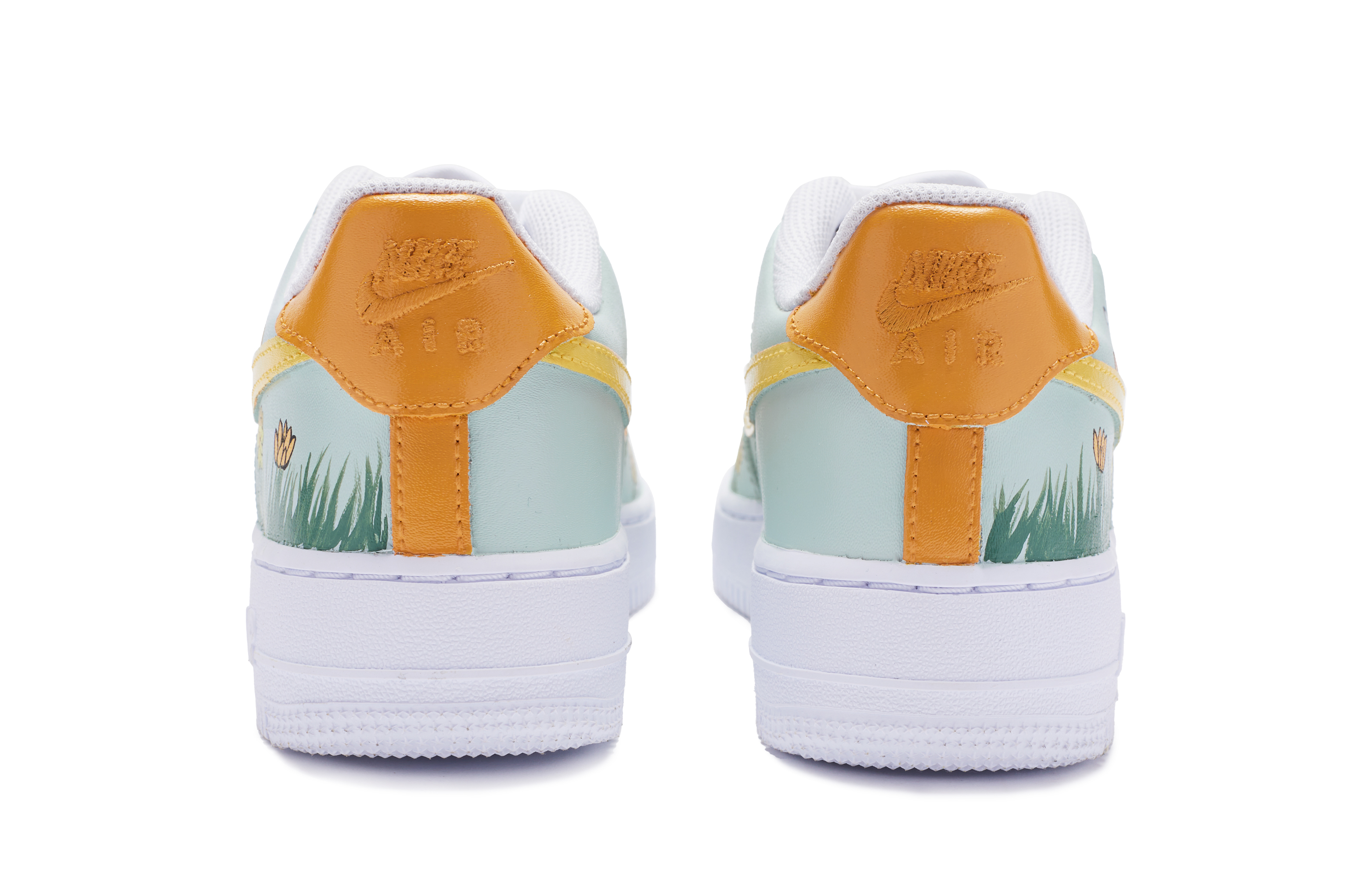 Shop [Kasut Custom] Nike Air Force 1 Low 'Hijau Mint Kuning Hitam Putih BIGNIU Bunga Musim Panas' DH2920-111(TeamR-女款夏日花境S-BOX)