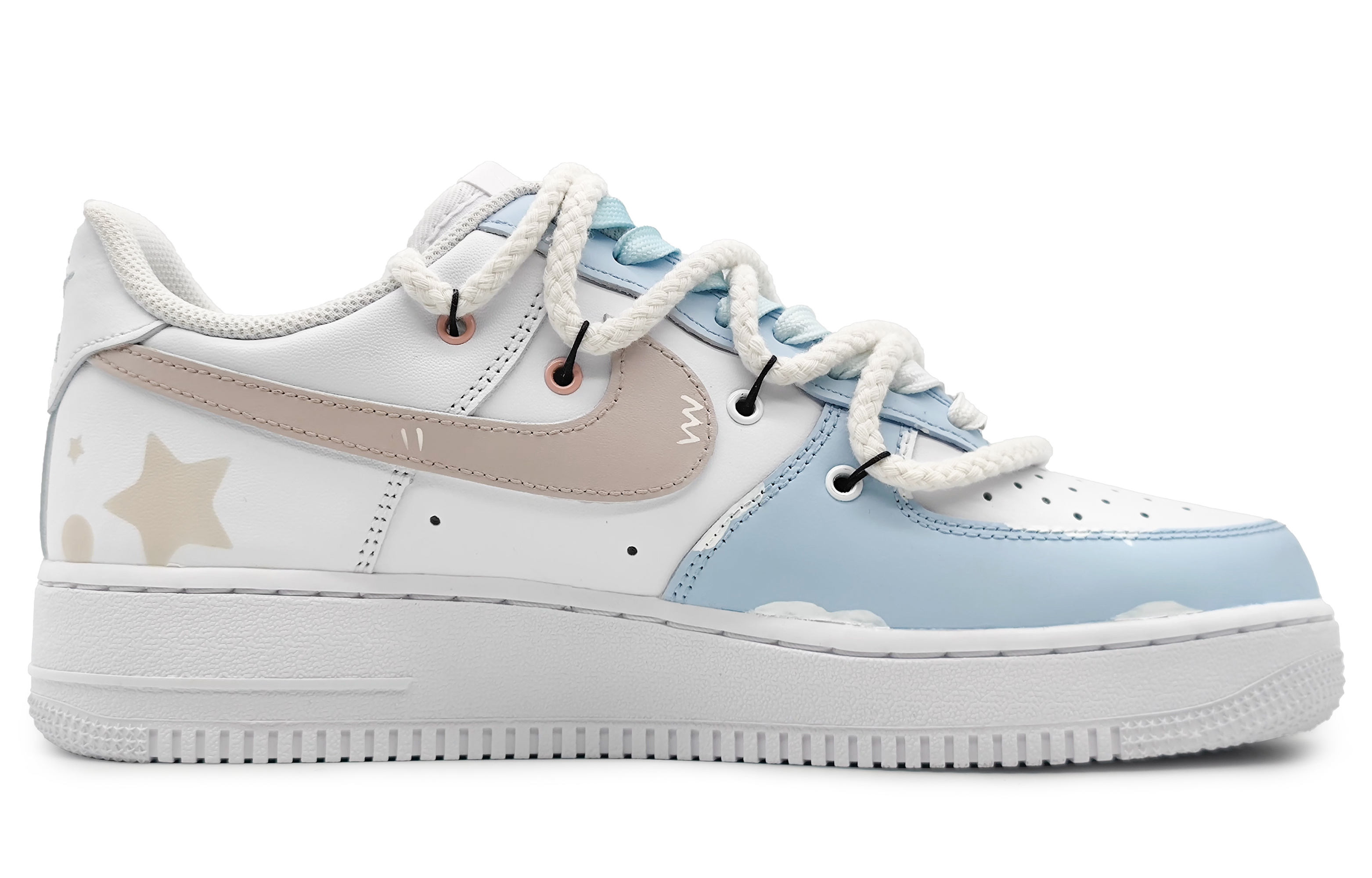 Order 【定制鞋】耐克空军1代低帮'莫兰迪梦幻星辰' CW2288-111(Team16-男款初恋星球浅蓝解构)