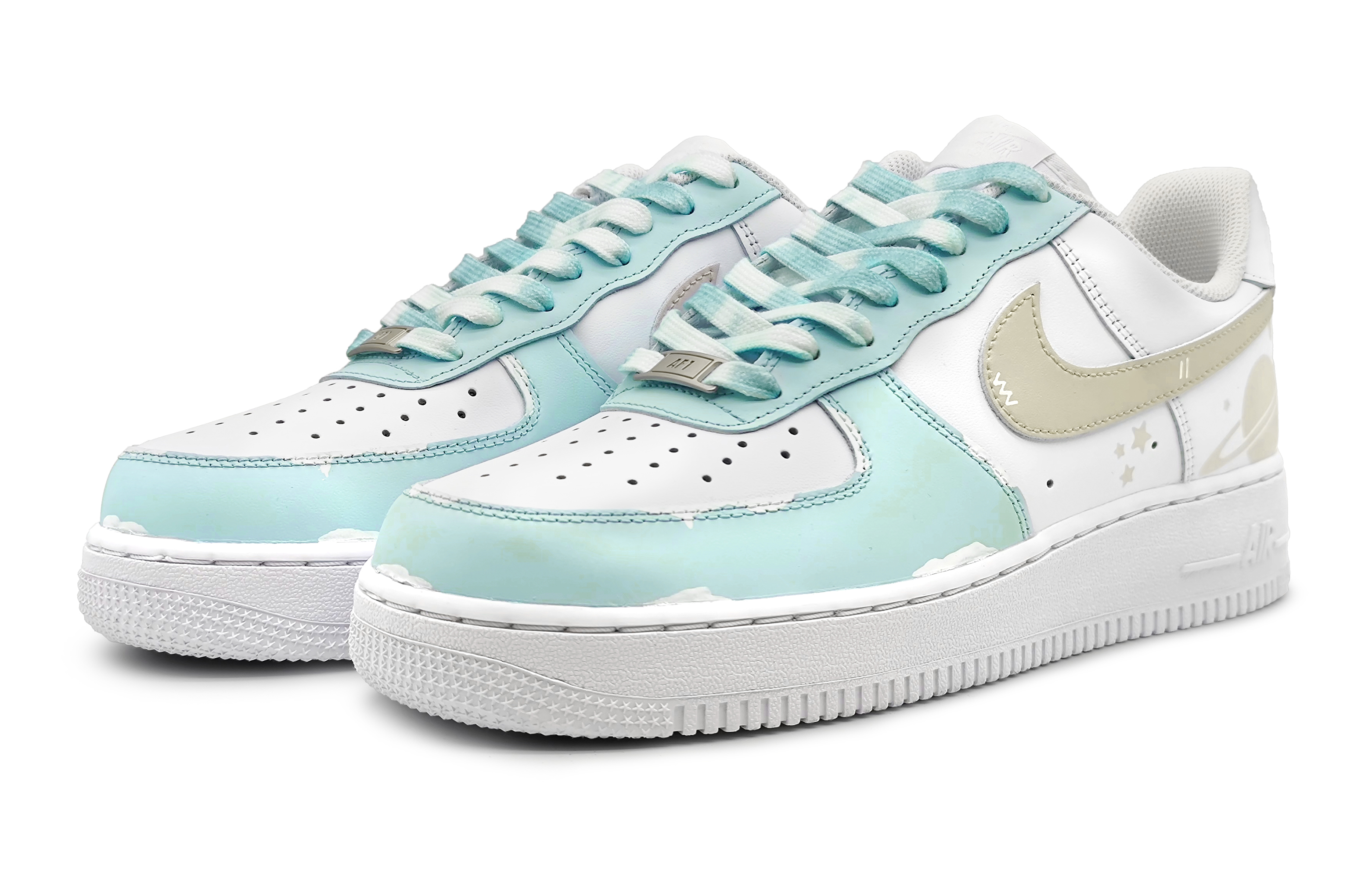 Lookbook 【カスタムシューズ】ナイキエアフォース1ロー「モランディドリームスターダスト」 DH2920-111(Team16-女款初恋星球浅绿)