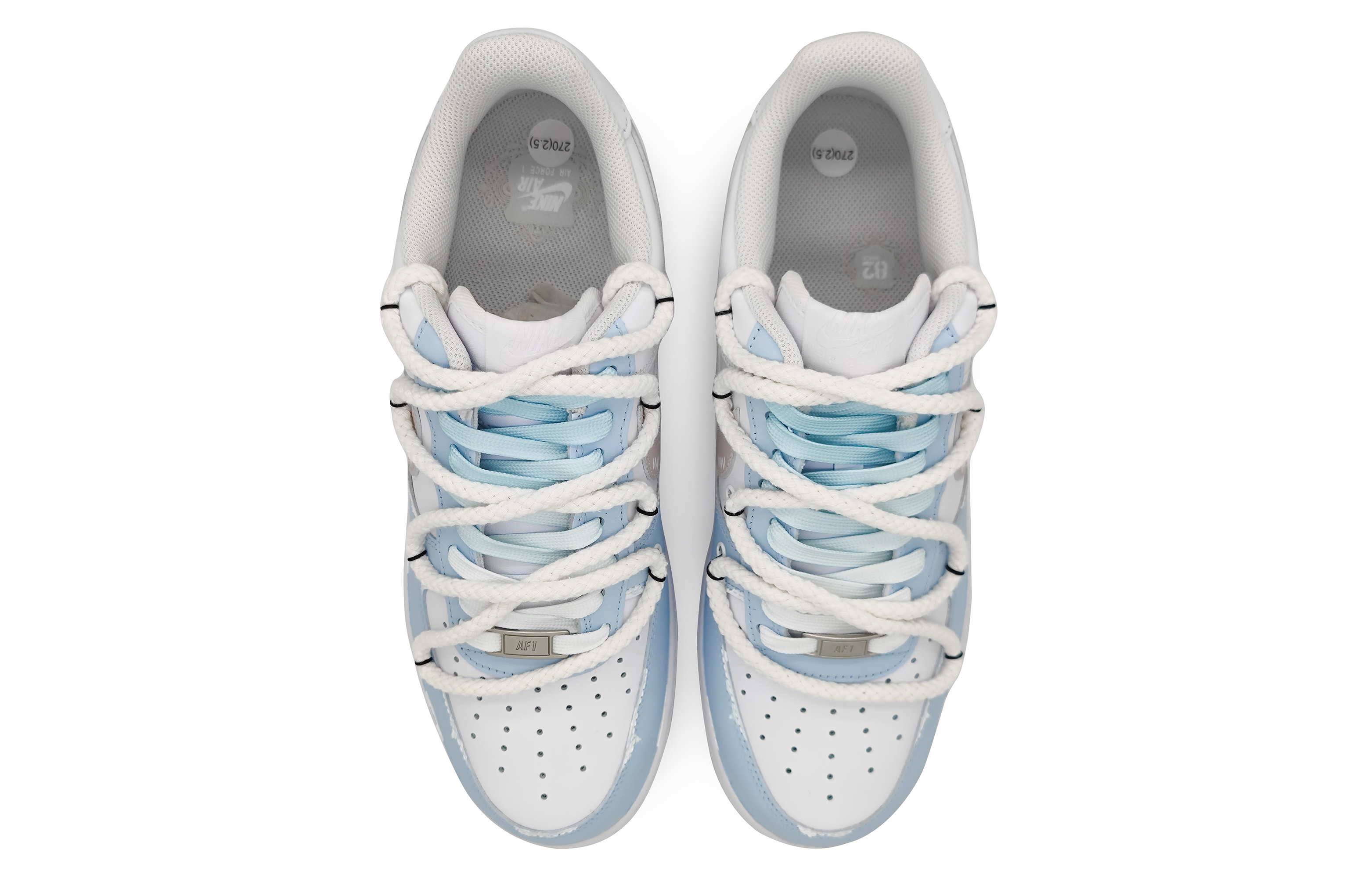 Shop 【定制鞋】耐克空军1代低帮'莫兰迪梦幻星辰' CW2288-111(Team16-男款初恋星球浅蓝解构)