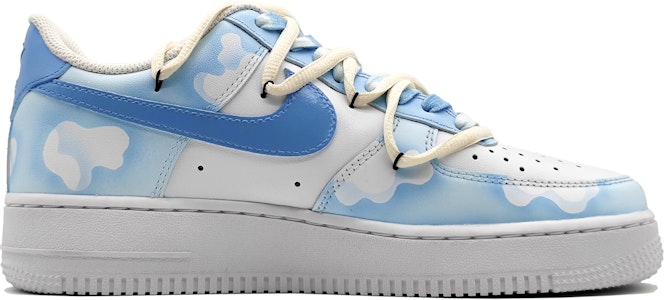【定制球鞋】 Nike Air Force 1 Low LE 空軍一號 蔚藍天空 仙境迷蹤 解構鞋帶 星星 低幫 板鞋 GS 藍色 Order 【定制球鞋】 Nike Air Force 1 Low LE 空軍一號 蔚藍天空 仙境迷蹤 解構鞋帶 星星 低幫 板鞋 GS 藍色
