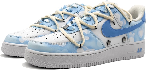 【定制球鞋】 Nike Air Force 1 Low LE 空軍一號 蔚藍天空 仙境迷蹤 解構鞋帶 星星 低幫 板鞋 GS 藍色 Lookbook 【定制球鞋】 Nike Air Force 1 Low LE 空軍一號 蔚藍天空 仙境迷蹤 解構鞋帶 星星 低幫 板鞋 GS 藍色