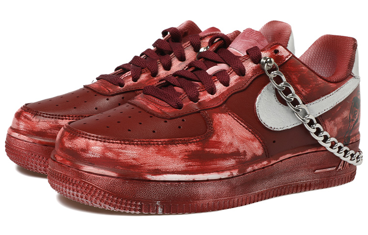 Lookbook [Kasut Tersuai] Nike Air Force 1 Low 'Nanjing Rantai Kunci Merah Perak' CW2288-111(Team拾玖-链条钥匙男S-BOX)