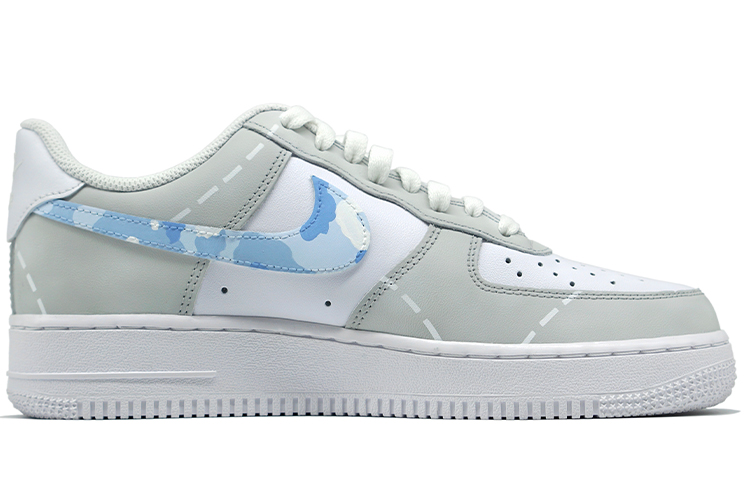 Order 【客製化球鞋】Nike Air Force 1 Low 空軍一號 風主題客製 海軍航母 噴繪 迷彩 休閒 耐磨防滑 低筒 板鞋 男款 灰白