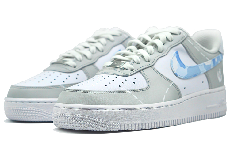 Lookbook 【客製化球鞋】Nike Air Force 1 Low 空軍一號 風主題客製 海軍航母 噴繪 迷彩 休閒 耐磨防滑 低筒 板鞋 男款 灰白