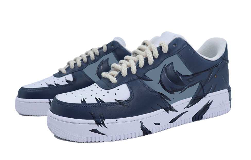 Lookbook [Sepatu Custom] Nike Air Force 1 Low 'Bulu Biru Tua' CW2288-111(Team25-羽毛男)
