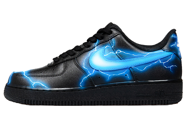 Buy 【定制球鞋】Nike Air Force 1 Low 07 空軍一號 霓虹閃電風暴千鳥雷切 噴繪 低幫 板鞋 男款 黑藍