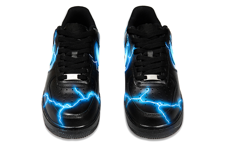 Shop 【定制球鞋】Nike Air Force 1 Low 07 空軍一號 霓虹閃電風暴千鳥雷切 噴繪 低幫 板鞋 男款 黑藍