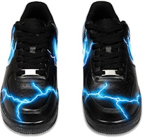 【定制球鞋】Nike Air Force 1 Low 07 空軍一號 霓虹閃電風暴千鳥雷切 噴繪 低幫 板鞋 男款 黑藍 Shop 【定制球鞋】Nike Air Force 1 Low 07 空軍一號 霓虹閃電風暴千鳥雷切 噴繪 低幫 板鞋 男款 黑藍