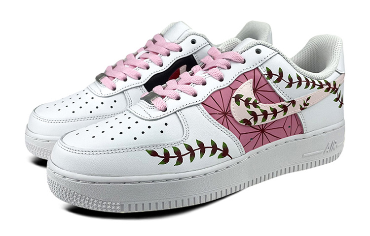 Lookbook 【定制球鞋】Nike Air Force 1 Low LE 是在玩鞋 禮盒 燈帶 鬼滅之刃 炭治郎禰豆子 低幫 板鞋 GS 白粉