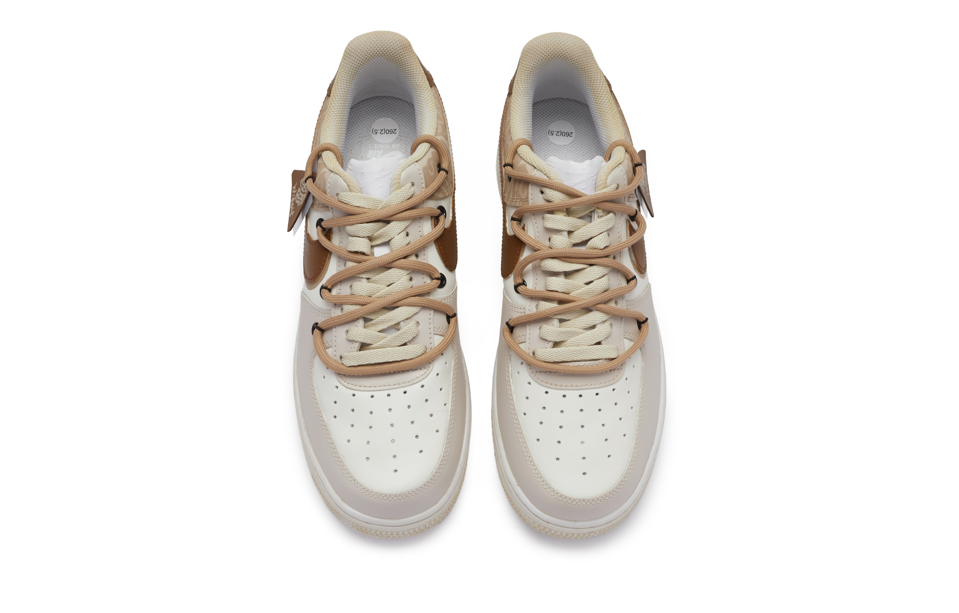 Shop [定制鞋] 耐克空军一号低帮 'Nougat 解构街头服饰' CW2288-111-460334