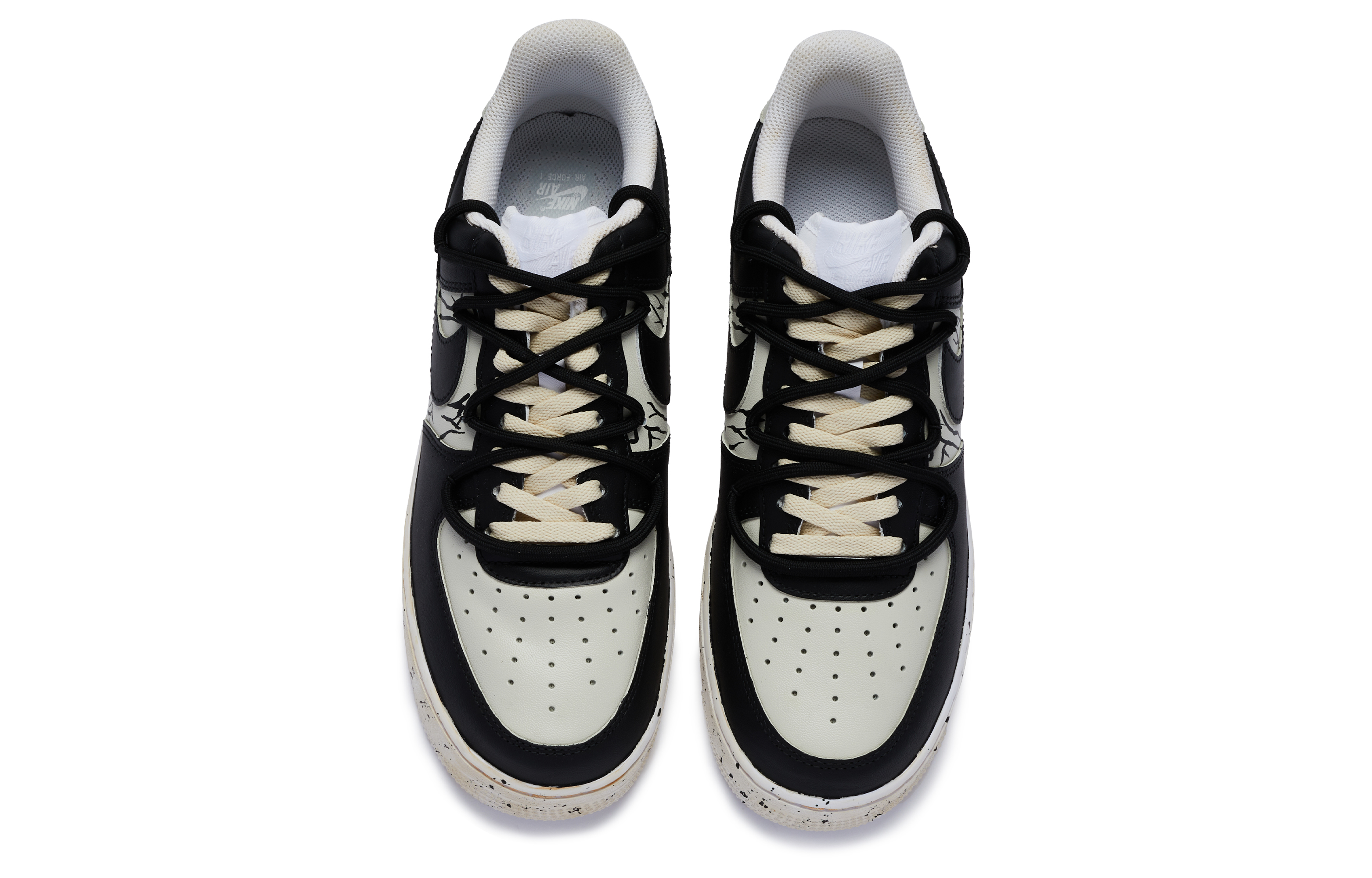 Shop [カスタムシューズ] ナイキ エアフォース1 ロー 'オフホワイト-ブラック' CW2288-111(TeamR-男款幽影交织2米白黑)