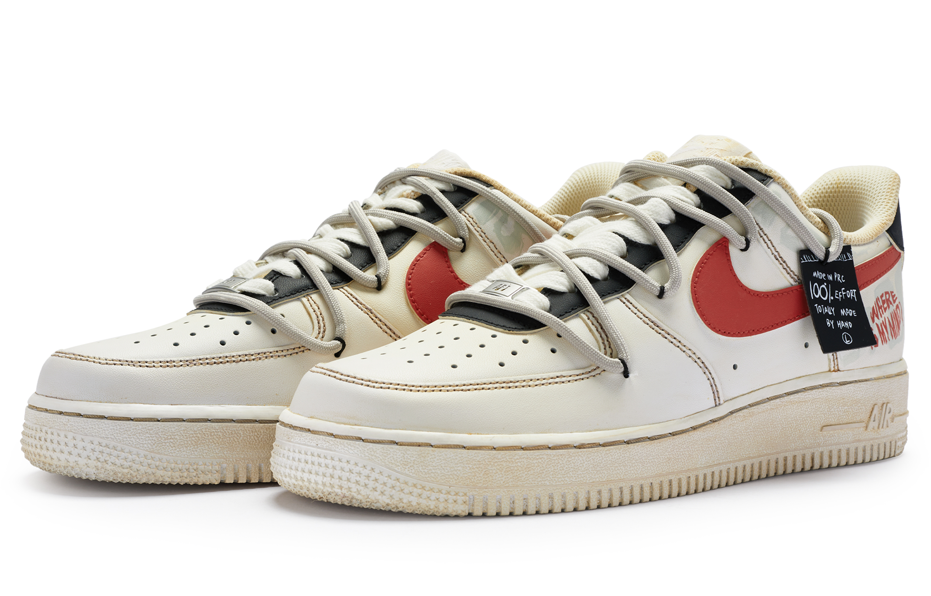 Lookbook [定制鞋款] 耐克空军一号低帮 'Off White 红色角' CW2288-111(TeamR-男款感知S-BOX)