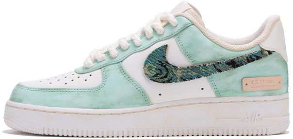 custom-shoes-nike-air-force-1-low-oil-painting-hand-drawn-patchwork-white-blue
