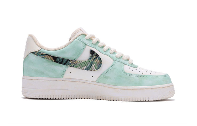 Order カスタムシューズ】ナイキエアフォース1ロー「油絵手描きパッチワーク白青」 DH2920-111(Team11-女款油画一号S-BOX)