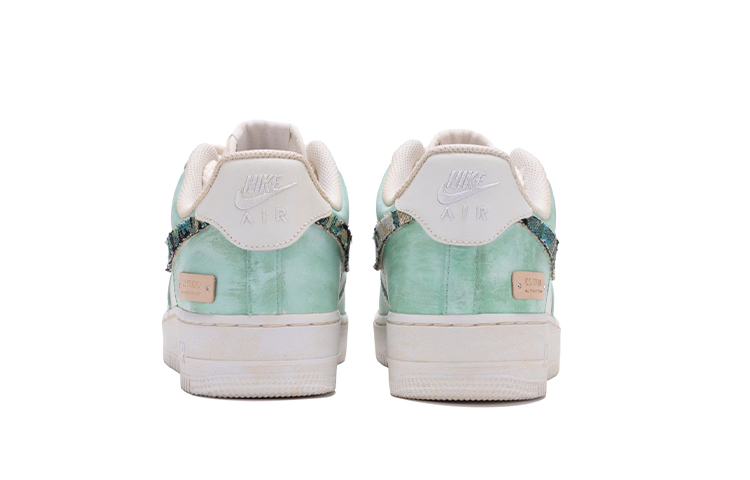 Lookbook カスタムシューズ】ナイキエアフォース1ロー「油絵手描きパッチワーク白青」 DH2920-111(Team11-女款油画一号S-BOX)