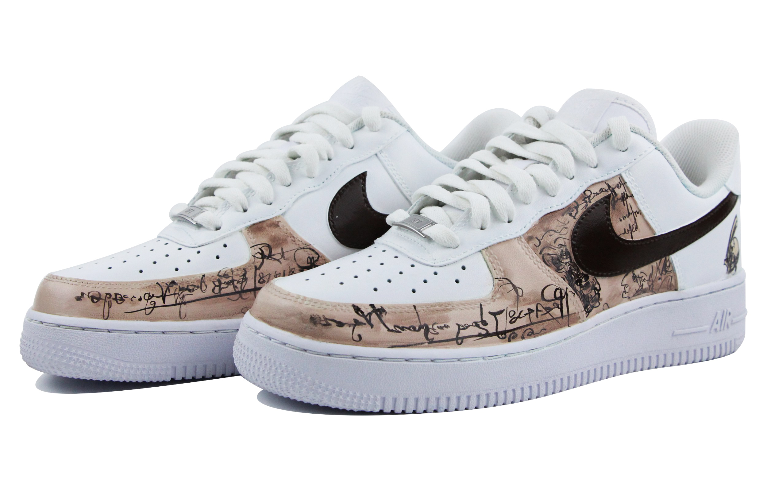 Lookbook カスタム Nike Air Force 1 Low "油絵風スケッチ" (白茶) CW2288-111(Team39-AMY16素描图)