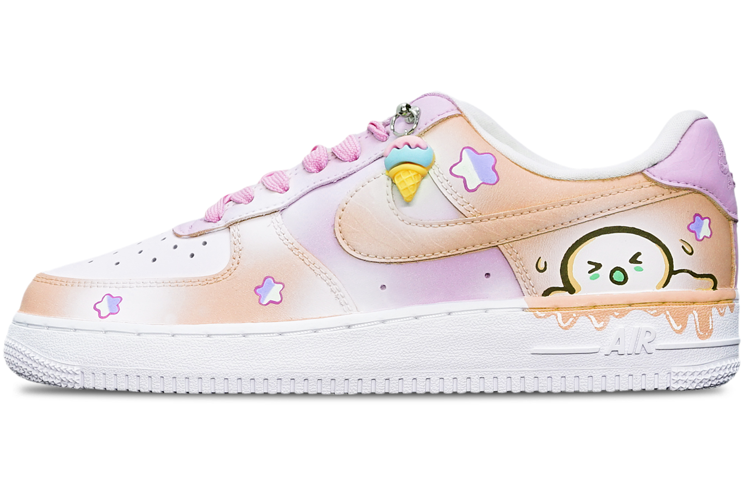Buy 【訂製運動鞋】Nike Air Force 1 Low 蜜香柑橙與地瓜冰淇淋 低筒 復古板鞋 特別鞋盒 附贈小熊 公仔 男款 橙紫白