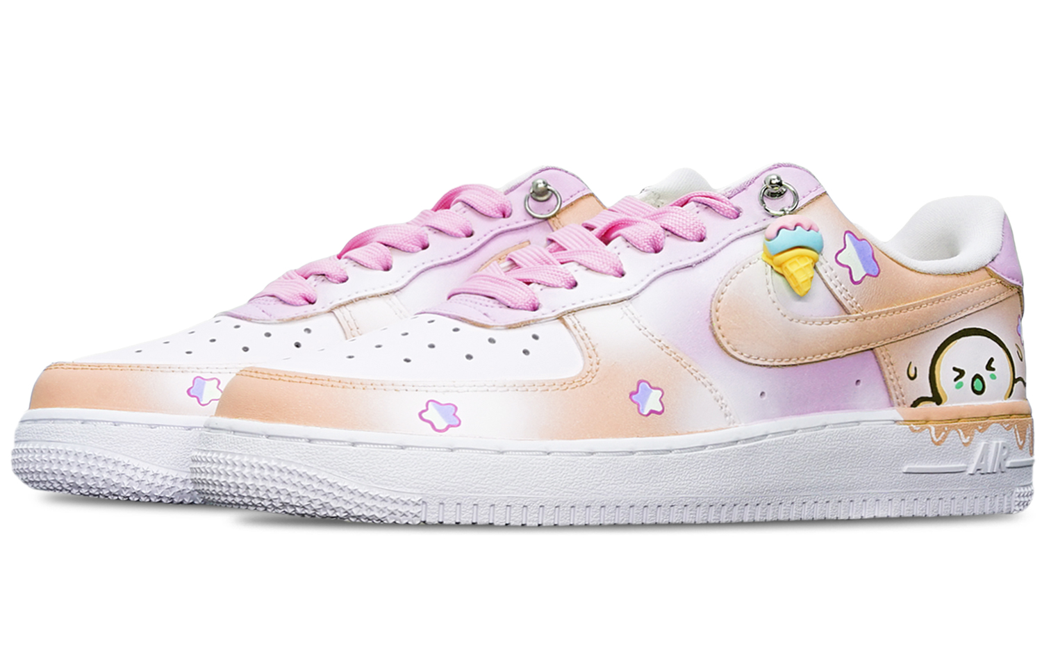 Lookbook 【訂製運動鞋】Nike Air Force 1 Low 蜜香柑橙與地瓜冰淇淋 低筒 復古板鞋 特別鞋盒 附贈小熊 公仔 男款 橙紫白