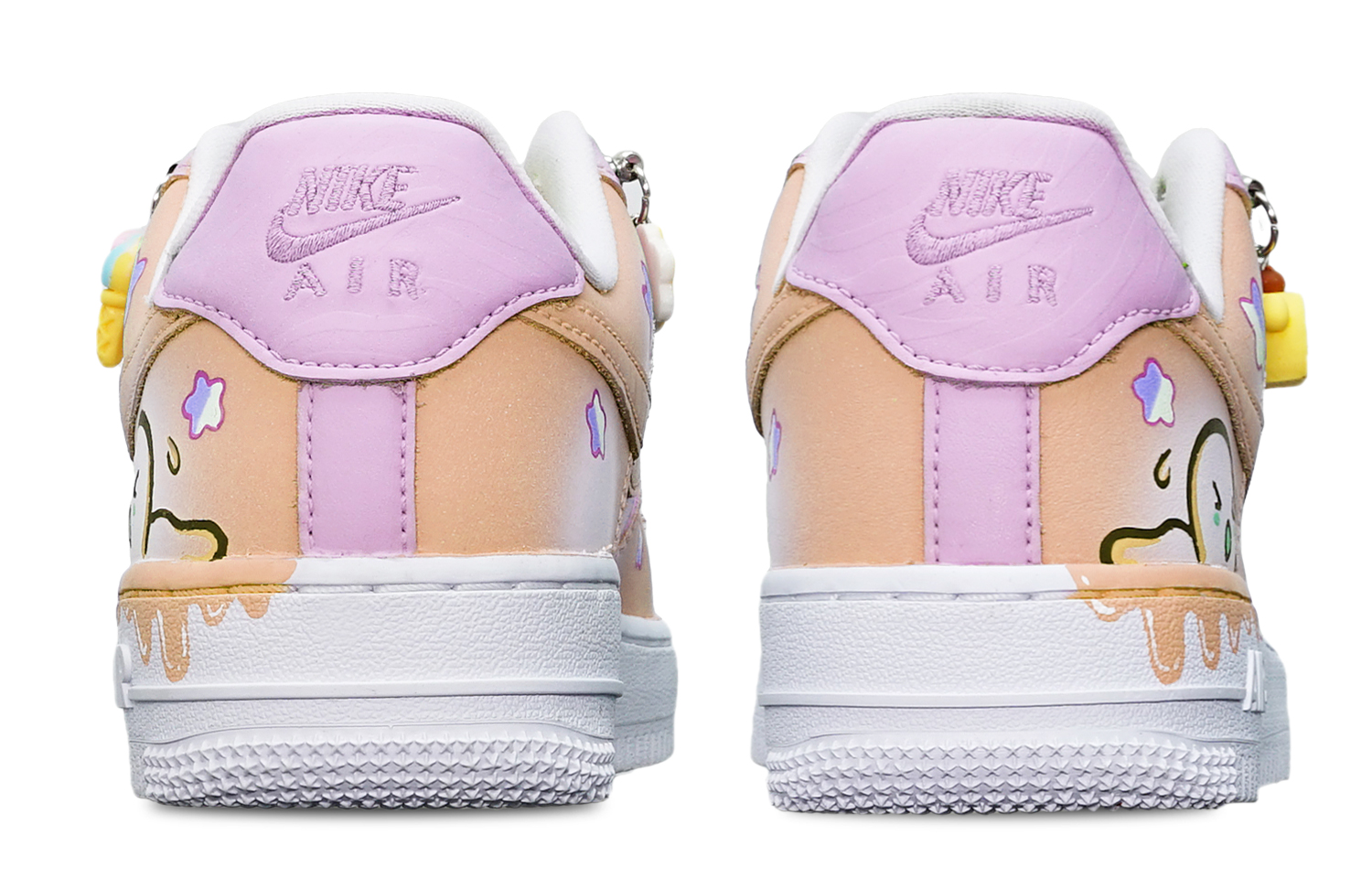 Shop 【訂製運動鞋】Nike Air Force 1 Low 蜜香柑橙與地瓜冰淇淋 低筒 復古板鞋 特別鞋盒 附贈小熊 公仔 男款 橙紫白