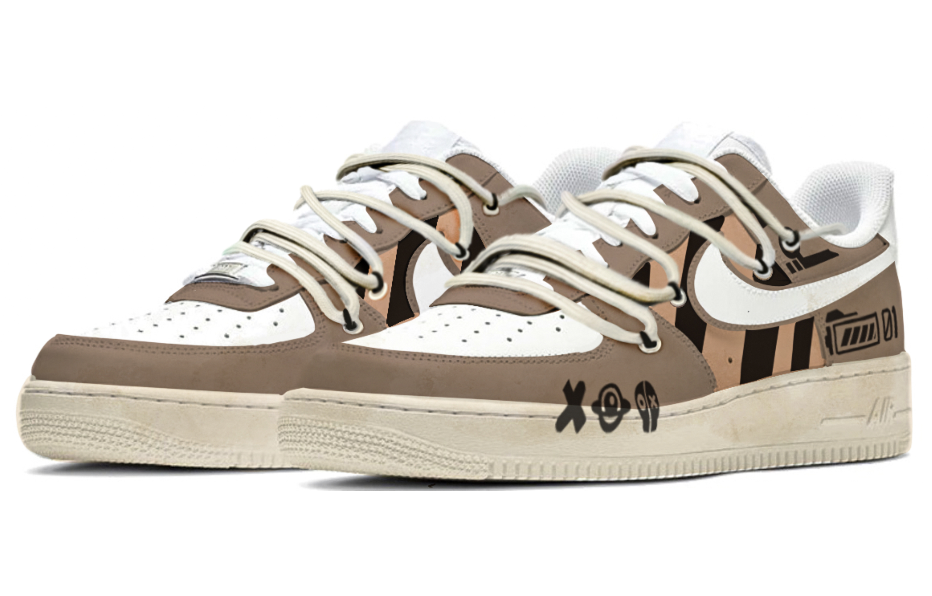 Lookbook [定制鞋] 耐克空军1号低帮 '猎户臂黑棕定制' CW2288-111(TeamM-男款猎户座悬臂S-BOX)