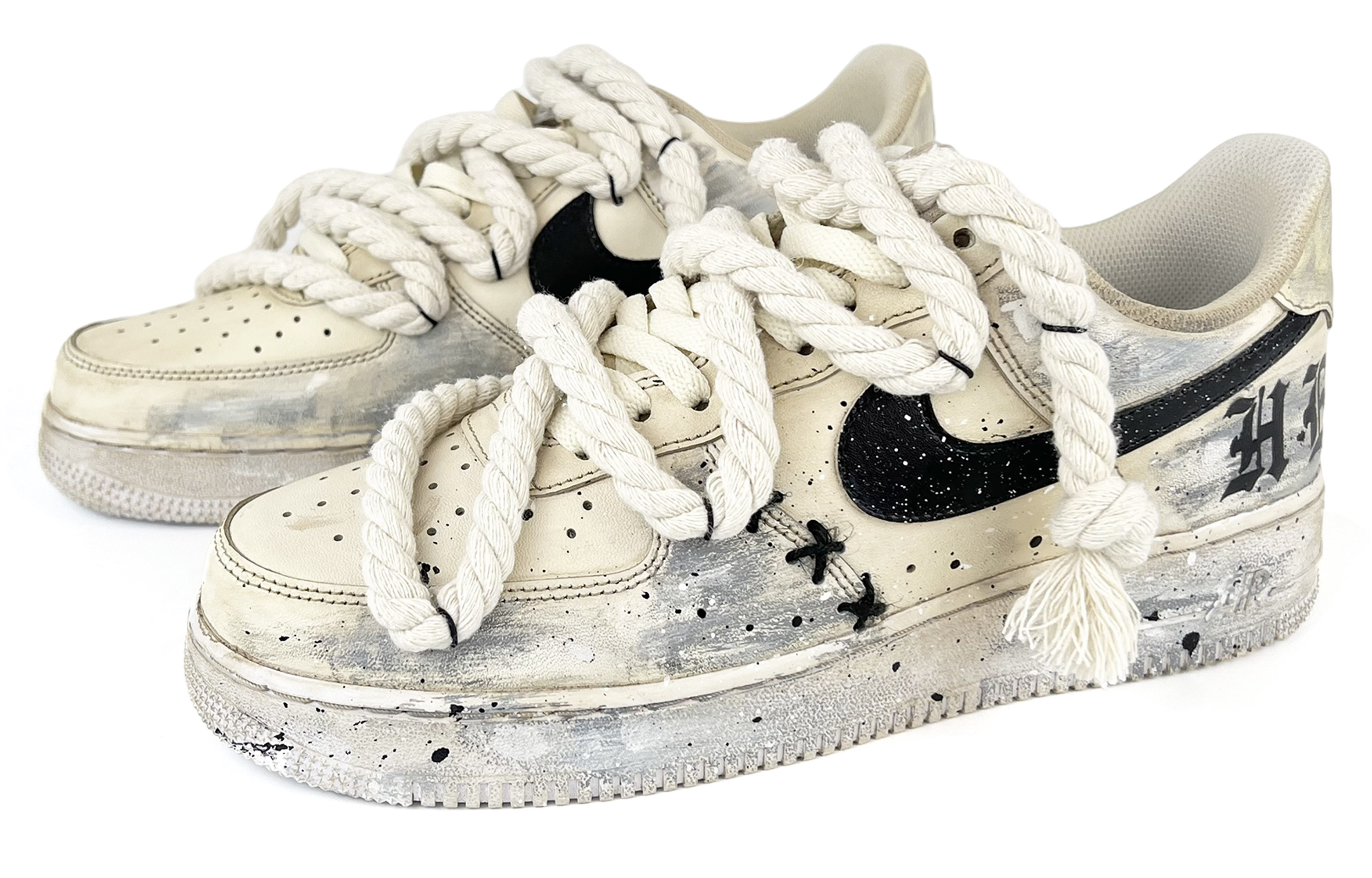 Lookbook Kasut [Ubah Suai] Nike Air Force 1 Low 'Oxidized Desert Beige' CW2288-111(Team45-哥特麻绳做旧)