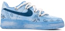 Order 【定製球鞋】 Nike Air Force 1 Low 7 腰果花 浸染刮刮樂 做舊 潮流解構鞋帶 低幫 板鞋 男款 藍黑