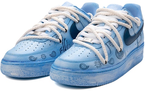 【定製球鞋】 Nike Air Force 1 Low 7 腰果花 浸染刮刮樂 做舊 潮流解構鞋帶 低幫 板鞋 男款 藍黑 Lookbook 【定製球鞋】 Nike Air Force 1 Low 7 腰果花 浸染刮刮樂 做舊 潮流解構鞋帶 低幫 板鞋 男款 藍黑