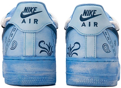 【定製球鞋】 Nike Air Force 1 Low 7 腰果花 浸染刮刮樂 做舊 潮流解構鞋帶 低幫 板鞋 男款 藍黑 Shop 【定製球鞋】 Nike Air Force 1 Low 7 腰果花 浸染刮刮樂 做舊 潮流解構鞋帶 低幫 板鞋 男款 藍黑
