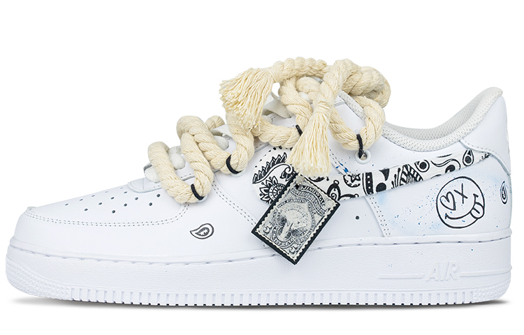 [Custom Shoes] Nike Air Force 1 Low 'Paisley Graffiti - Cream'