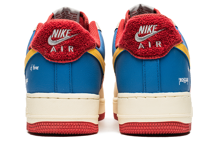 Shop 【定制球鞋】 皇馬青少年聯賽 Nike Air Force 1 Low 塗鴉 貼布腰果花 低幫 休閒 低幫 板鞋 男款 米紅藍