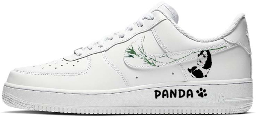 【定製球鞋】Nike Air Force 1 愜意熊貓 熊貓抱竹 防滑耐磨 低筒 板鞋 男款 純白 Order 【定製球鞋】Nike Air Force 1 愜意熊貓 熊貓抱竹 防滑耐磨 低筒 板鞋 男款 純白