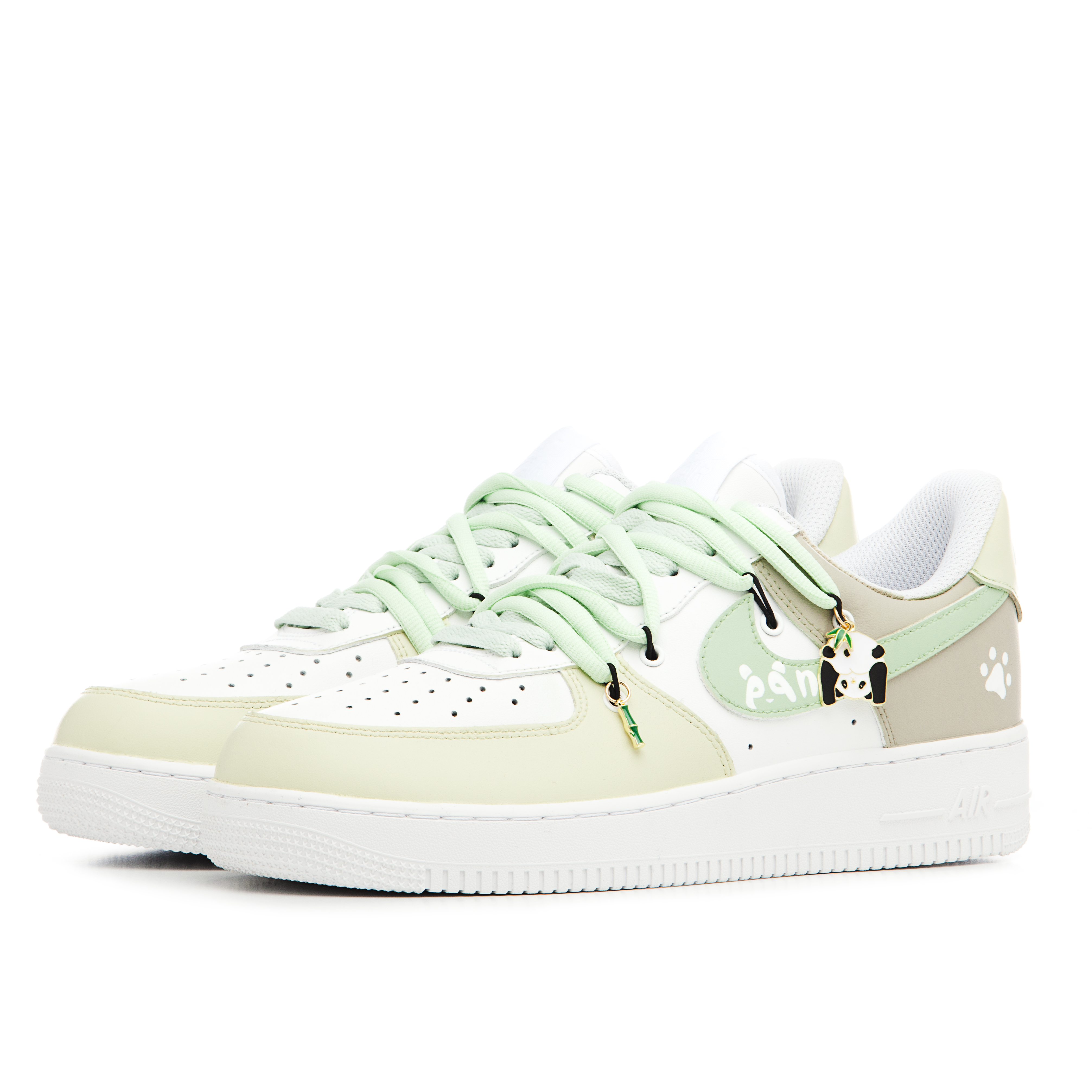 Lookbook [Kasut Custom] Nike Air Force 1 Low 'Panda Buluh Kuning Hijau Macaron' CW2288-111(Team60-男款小熊猫)