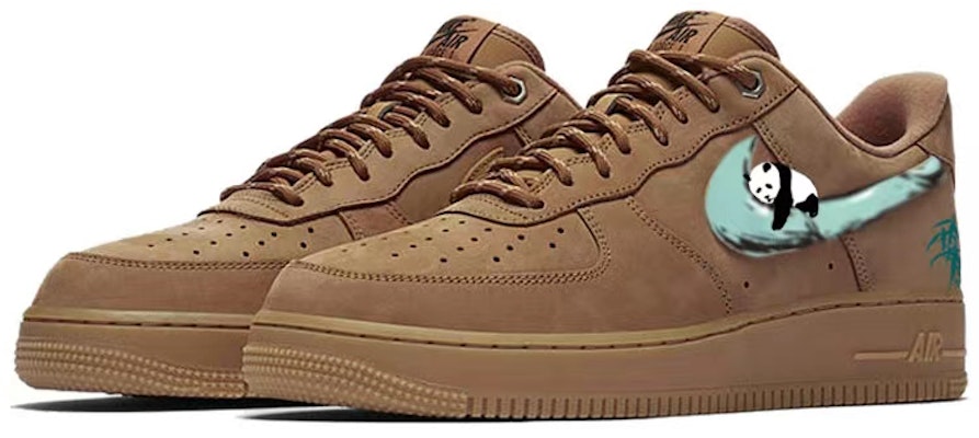 【定製球鞋】 Nike Air Force 1 Low 新中式 熊貓抱竹 趴趴熊貓 防滑輕便 低幫 板鞋 男女同款 棕綠 Lookbook 【定製球鞋】 Nike Air Force 1 Low 新中式 熊貓抱竹 趴趴熊貓 防滑輕便 低幫 板鞋 男女同款 棕綠