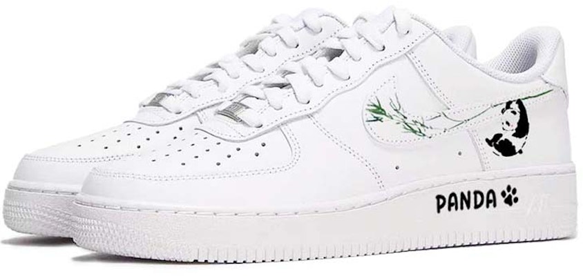 【定製球鞋】Nike Air Force 1 愜意熊貓 熊貓抱竹 防滑耐磨 低筒 板鞋 男款 純白 Shop 【定製球鞋】Nike Air Force 1 愜意熊貓 熊貓抱竹 防滑耐磨 低筒 板鞋 男款 純白