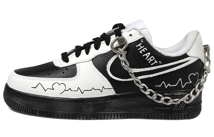 Buy 【カスタムシューズ】ナイキ エアフォース 1 Low 'パンダチェーンハートEKGディストレストバイブ' CW2288-111(Team拾玖-心电图男S-BOX）